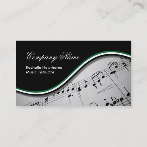 Customizable Music Note  Business Cards ~ green