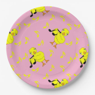 Music Note Chick Pattern Paper Plates