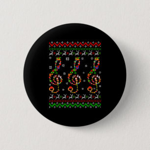 Music Note Christmas Ugly Sweater Musical Teacher Button