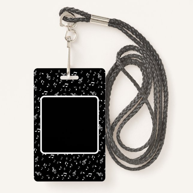 music, note, clef, band, symbol, shiny, elegant, b badge (Front with Lanyard)