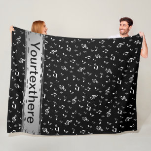 music, note, clef, band, symbol, shiny, elegant, fleece blanket