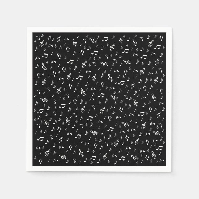 music, note, clef, band, symbol, shiny, elegant, napkins (Front)