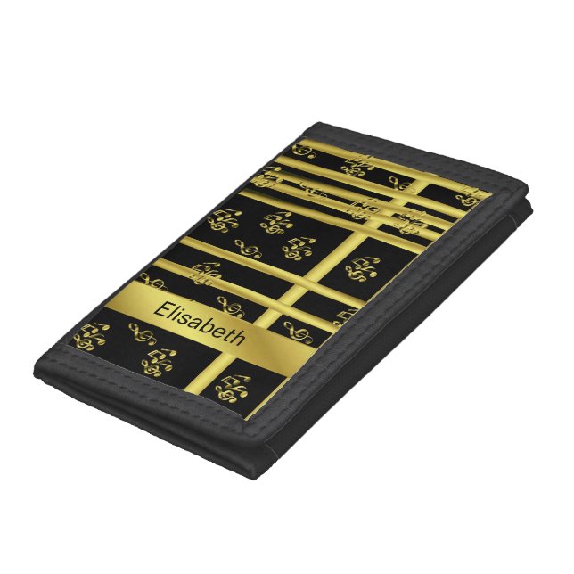 music, note, clef, band, symbol, shiny, elegant,  trifold wallet (Bottom)