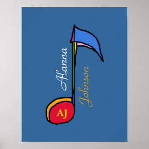 music note colorful art personalized poster