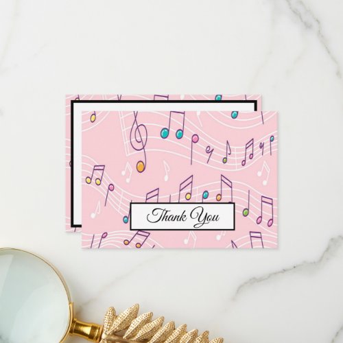 Music Note Colorful Pattern Music Theme Musician   Thank You Card