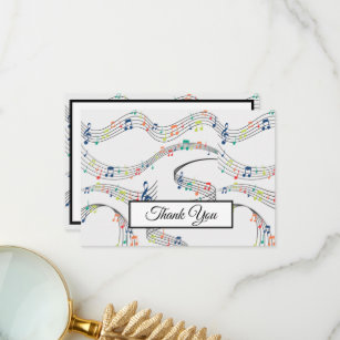 Music Note Colorful Pattern Music Theme Musician   Thank You Card