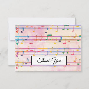 Music Note Colorful Pattern Music Theme Musician Thank You Card