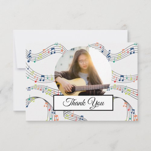 Music Note Colorful Pattern Theme Musician Photo  Thank You Card
