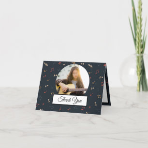 Music Note Colorful Pattern  Theme Musician Photo  Thank You Card