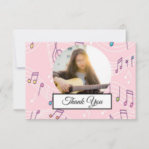 Music Note Colorful Pattern Theme Musician Photo Thank You Card