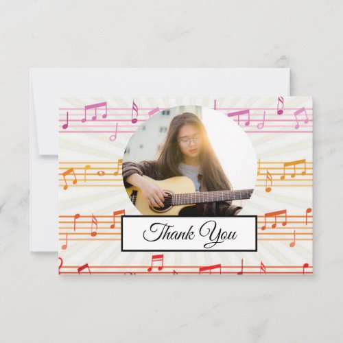 Music Note Colorful Pattern Theme Musician Photo Thank You Card