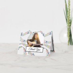 Music Note Colorful Pattern Theme Musician Photo   Thank You Card