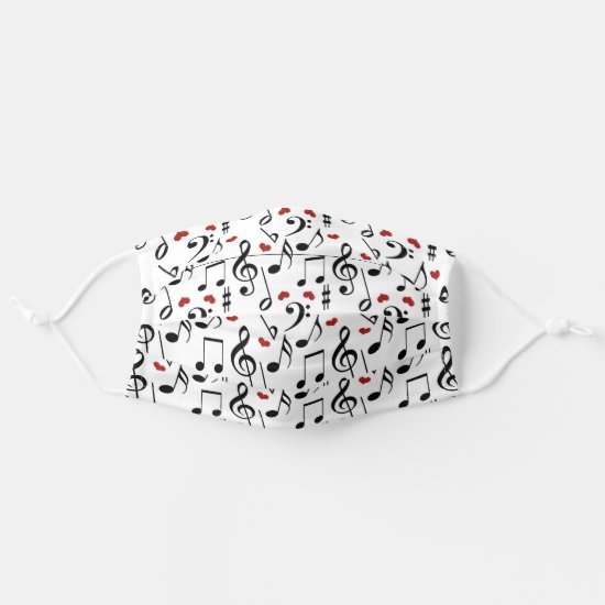 Music Note Face Mask with Hearts