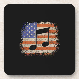 Music note for men gift american flag patriotic fu beverage coaster