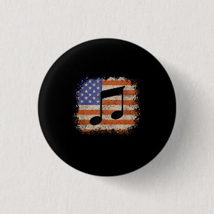 Music note for men gift american flag patriotic fu button