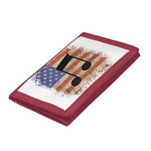 Music note for men gift american flag patriotic fu tri-fold wallet