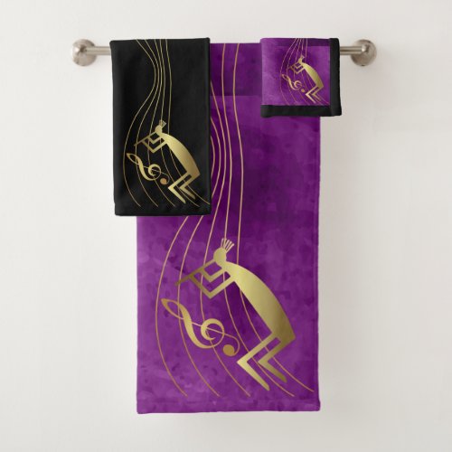 Music Note Gold Kokopelli Towels