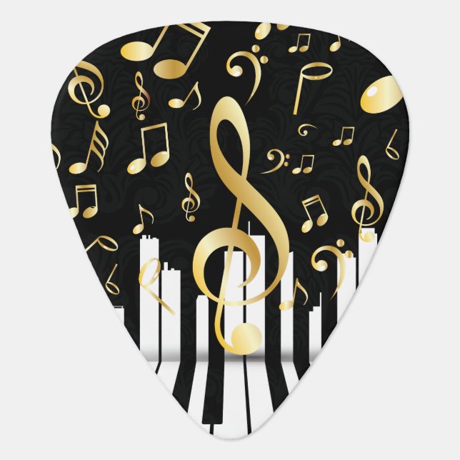 Music Note gold Luxury piano keys Guitar Pick (Front)