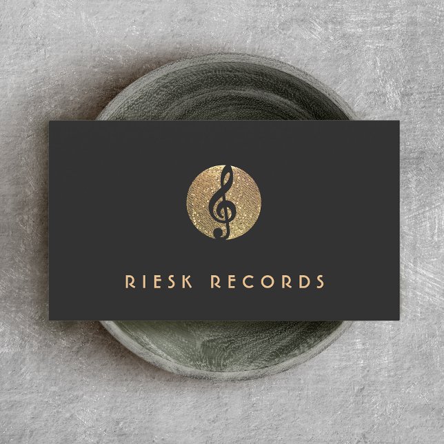 Music Note Gold Sequin  Musician Business Card (Creator Uploaded)