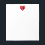 Music Note Heart Notepad<br><div class="desc">music, note, symbol, heart, love, musician, teacher, single, bar, red, black</div>