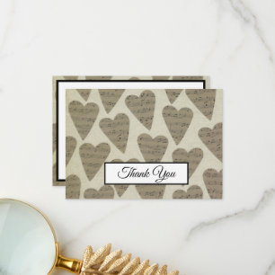 Music Note Heart Pattern Music Theme Musician Thank You Card