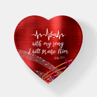 Music Note Heartbeat with Psalms Scripture Paperweight