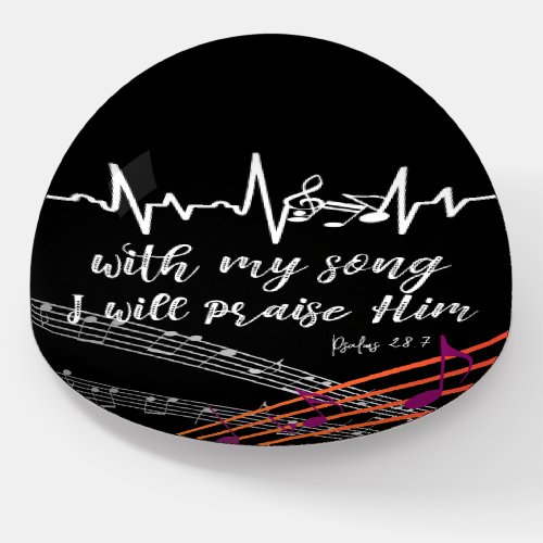 Music Note Heartbeat with Psalms Scripture Paperweight