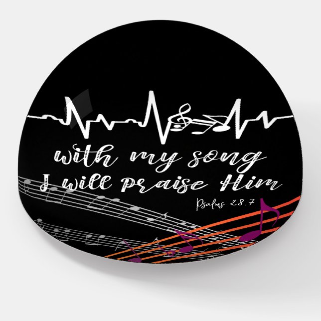 Music Note Heartbeat with Psalms Scripture Paperweight (Angled)