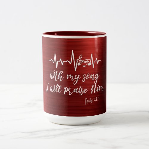 Music Note Heartbeat with Psalms Scripture Two_Tone Coffee Mug