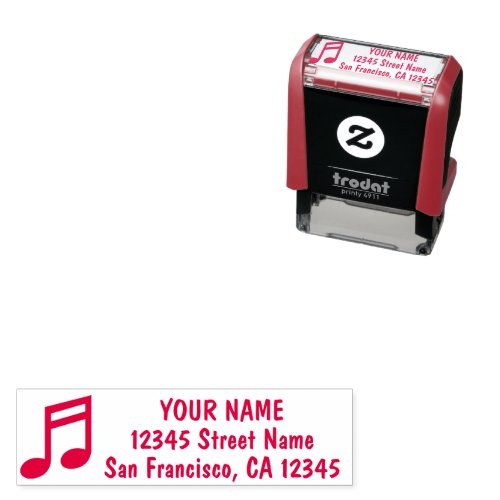 Music note logo self inking return address stamp