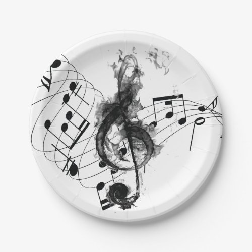 Music Note Luxury black and white Paper Plates