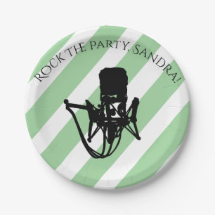 Music Note Luxury black and white Personalize Paper Plates