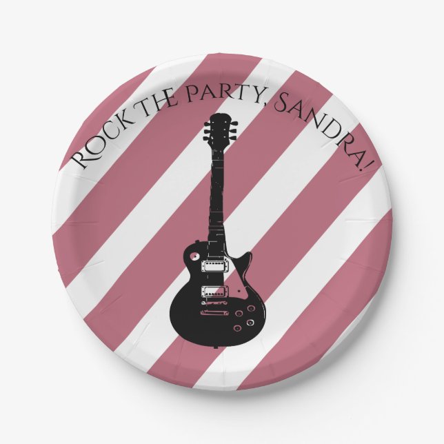 Music Note Luxury black and white Personalize Paper Plates (Front)