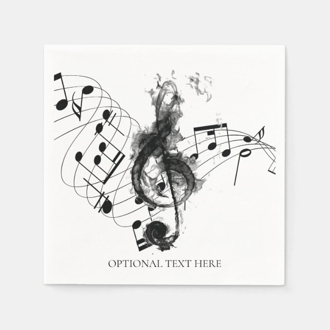 Music Note Luxury black and white Personalized Napkins (Front)