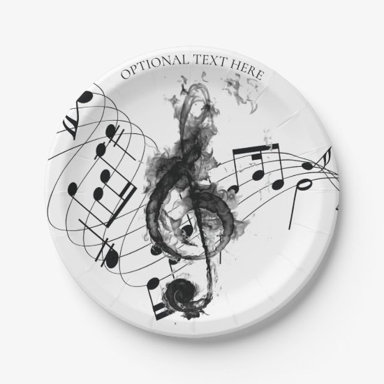 Music Note Luxury black and white Personalized Paper Plate