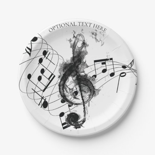 Music Note Luxury black and white Personalized Paper Plates