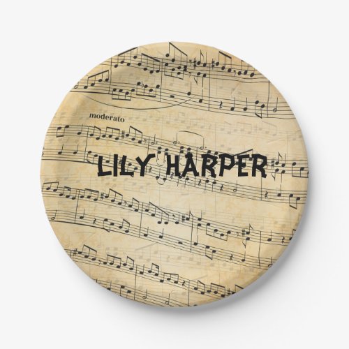 Music Note Luxury black and white Personalized Paper Plates