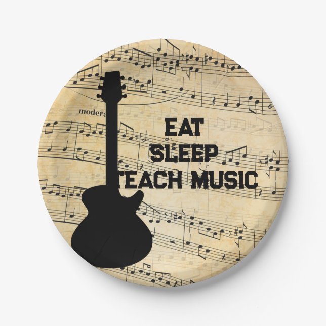 Music Note Luxury black and white Personalized Paper Plates (Front)