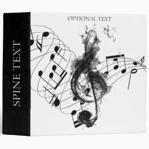 Music Note Luxury black and white smoke effect 3 Ring Binder