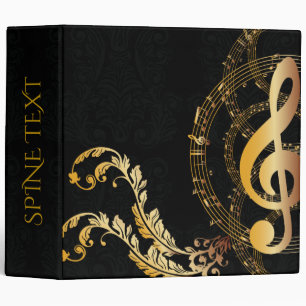 Music Note Luxury black gold 3 Ring Binder