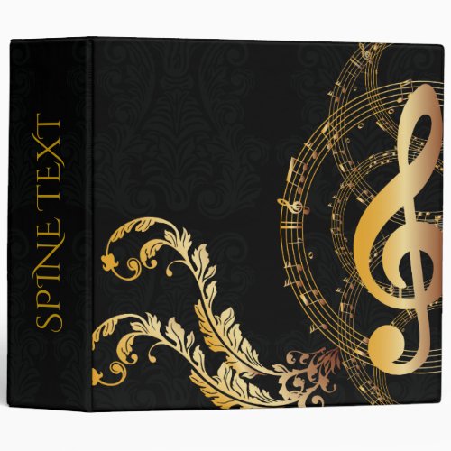 Music Note Luxury black gold 3 Ring Binder