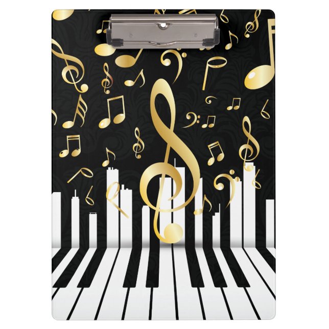 Music Note Luxury gold piano keys Clipboard (Front)