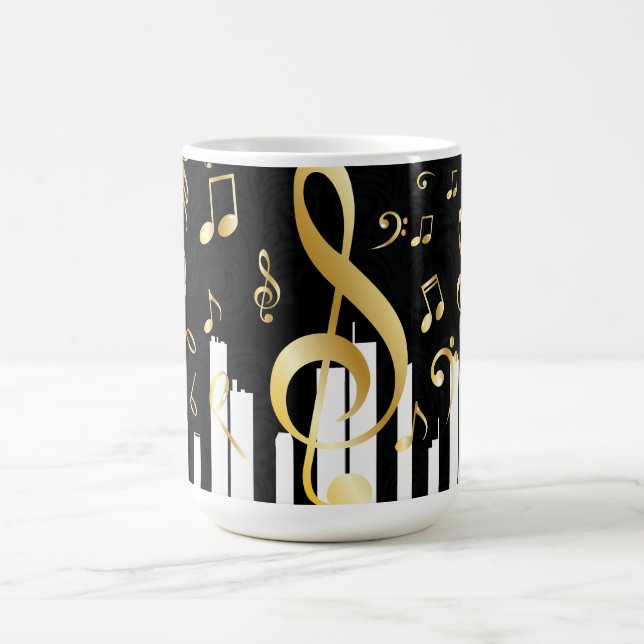 Music Note Luxury gold piano keys Coffee Mug (Center)