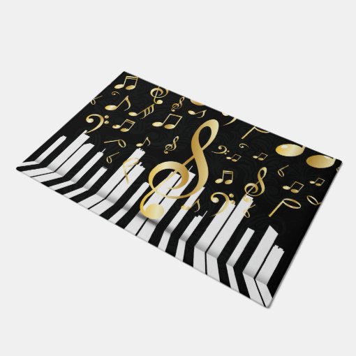 Music Note Luxury Gold piano keys Doormat Zazzle