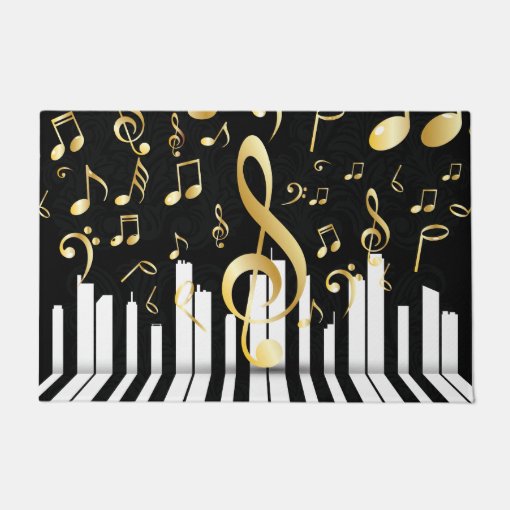 Music Note Luxury Gold piano keys Doormat Zazzle