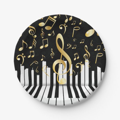 Music Note Luxury gold piano keys Paper Plates