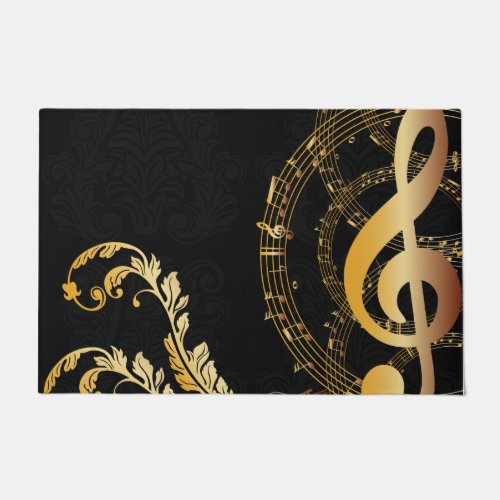 Music Note Luxury Grey Gold Doormat