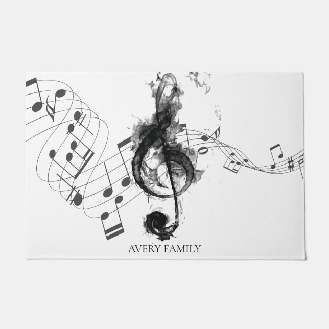 Music Note Luxury Personalized Doormat (Front)
