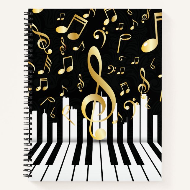 Music Note Luxury Royal piano keys Notebook (Front)