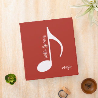 Music Note, Music-Lessons Brick-Red 3 Ring Binder